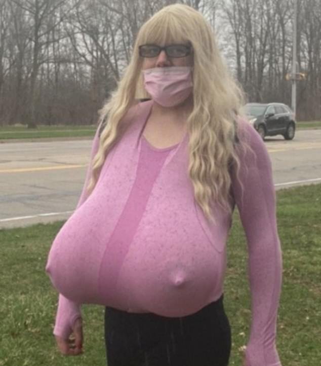 The Halton District School Board suggested it would be a violation of the Ontario Human Rights Code to criticize or prevent Lemieux, who began transitioning from male to female in 2021, from wearing the large breast prostheses (above).