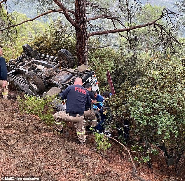 As the weather got increasingly dangerous on their tour, the driver continued to plough on and ended up veering off the side of the mountain