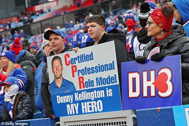 Other signs thanked Denny Kellington, the man who gave Hamlin the CPR he needed to stay alive.