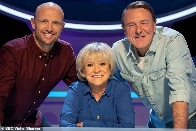 Tufnell, who hosted Question of Sport alongside Matt Dawson (left) and Sue Barker (centre) said: 'I am aware that several ex-cricketers have had help with their hair. We are like a little club of hair transplant patients'