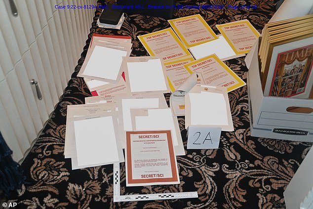 Federal agents found materials in Trump's desk. We were all treated to a tastefully photographed sampling of top-secret papers arrayed on the floor.