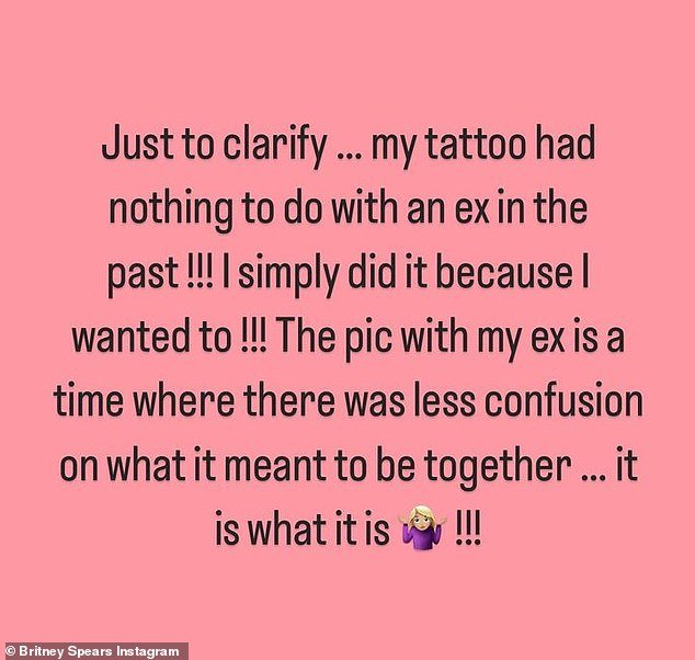 Offline: 'My tattoo had nothing to do with an ex in the past!'  he explained, after fans thought his recent Timberlake post followed by the tattoo video were related.