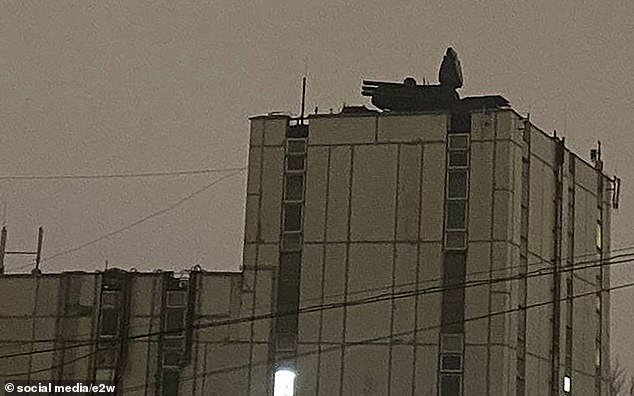 Pictured: A Pantsir missile system is seen on top of an administrative building in Moscow, Russia. Pro-Russian Telegram channel Military Informant acknowledged this was an admission that Moscow, with a 12 million population, is now vulnerable to attack