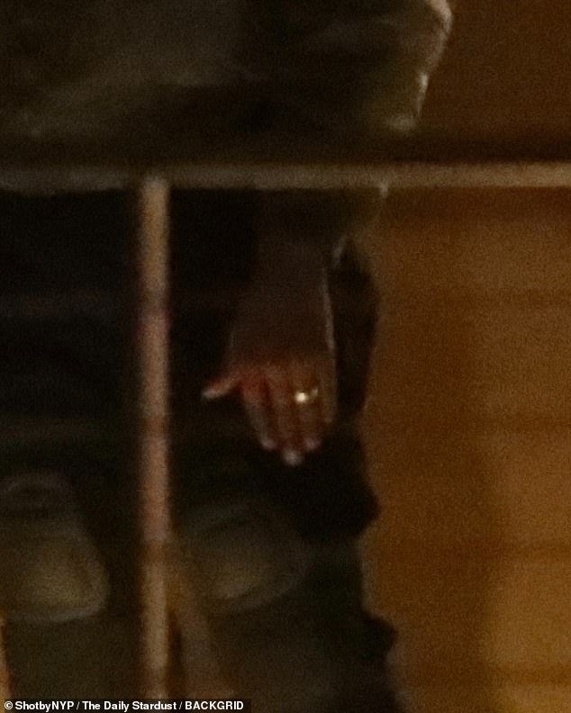 Locked up: They arrived at the restaurant just before North, with Kanye sporting what looked like wedding bands on his finger.