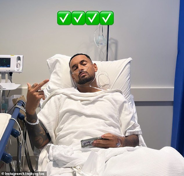 The green marks on his 'after' Instagram post seem to indicate that all went well with the procedure, but the Aussie bad boy doesn't seem happy to be in hospital.
