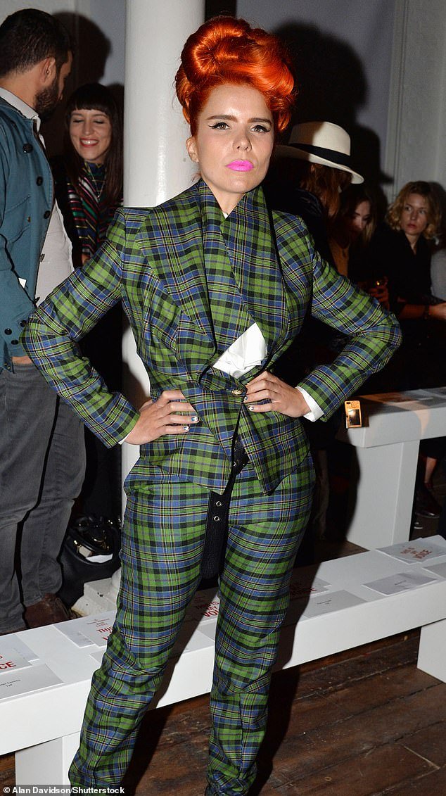 Paloma Faith photographed in MacLeod tartan in 2014, wearing an outfit designed by Dame Vivienne