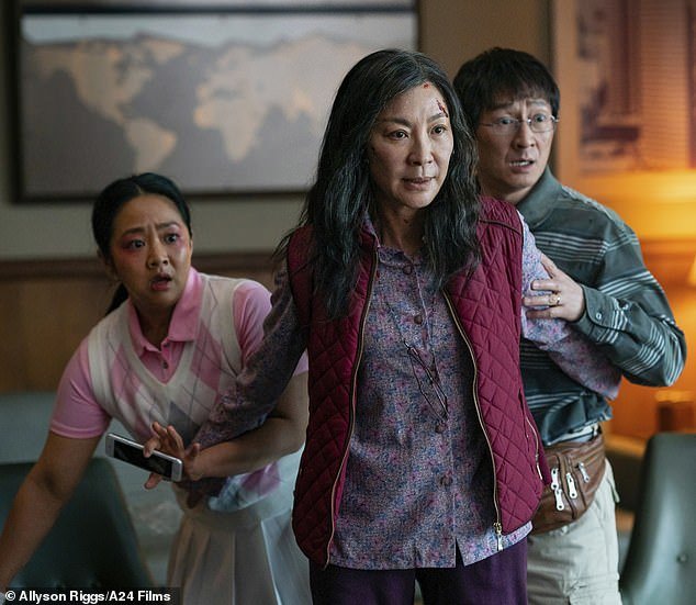 Michelle Yeoh in Everything, Everywhere, All At Once.  The movie has swept awards season so far.  Yeoh is nominated for Best Actress
