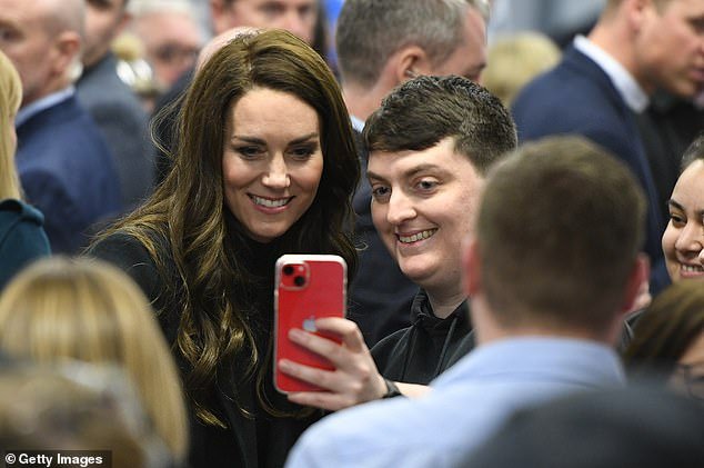 The Prince and Princess of Wales are often seen posing for selfies during royal engagements with members of the public (pictured)