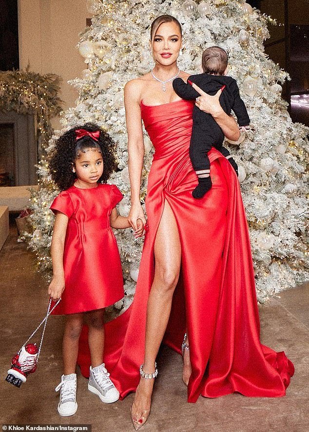 Their babies: The Beverly Hills IFV guru may have helped Khloe conceive her son, whom she welcomed with her ex Tristan Thompson via surrogate last July;  Pictured is her with her four-year-old daughter True and her baby in December.