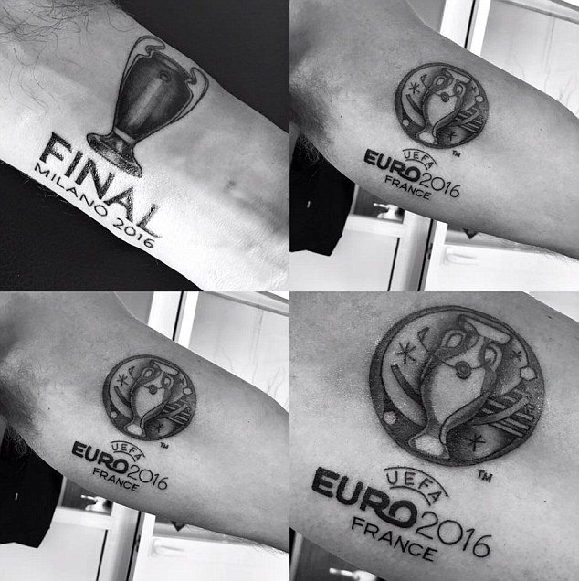 Clattenburg had the Champions League and Euro 2016 logos tattooed on his arm.