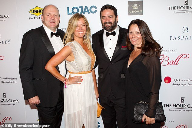 Billy and Nicky Brownless (left) are pictured with Garry and Melissa Lyon (right) in 2012. In 2016, Lyon left his wife and began a relationship with Nicky.