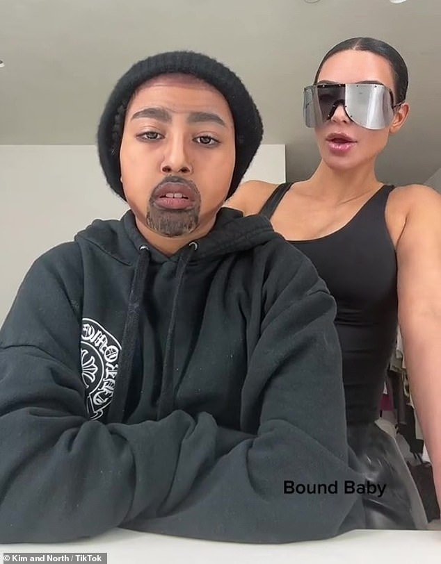 The budding comedian: Fans have TikTok star North, one of four children Kim shares with ex-husband Kanye West, to thank for the unexpected clip