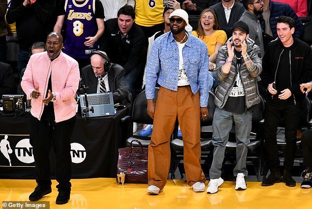 Excited: Corey Gamble cheers during Los Angeles Lakers and Los Angeles Clippers game at Crypto.com Arena