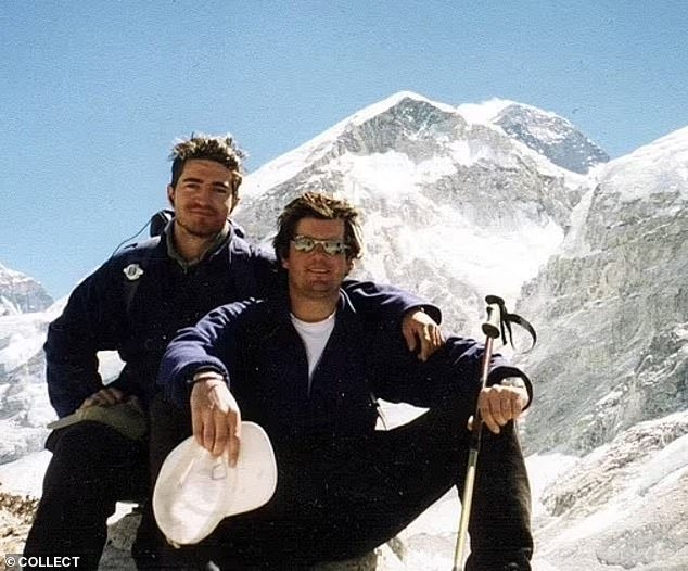 Heartbreaking: The former Made In Chelsea star, 34, was only 10 years old when his brother died (Michael Matthews, 22, (L), with friend Jamie Everet in front of the summit of Everest)