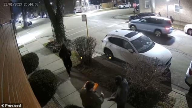 Armed robbers politely ask the man for his keys and thank him when he hands them over.