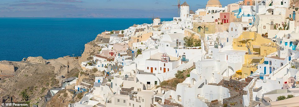 The images were captured at locations featured on Celebrity Cruises' summer cruise itineraries, including Santorini (above).