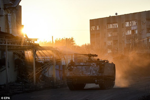 APC units dumped the retaken town of Lyman in the Donetsk region yesterday at a key moment in the war.