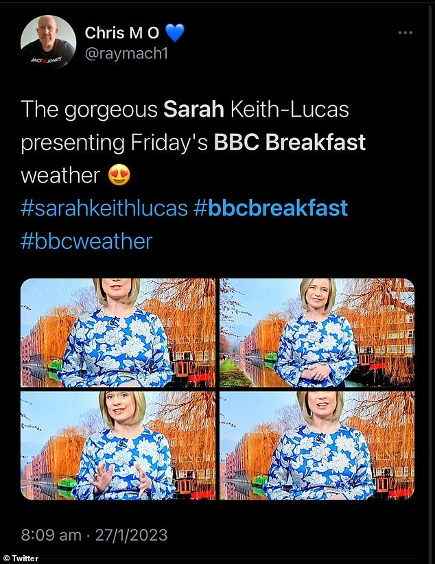 Another shared a screenshot of Sarah on TV on Friday, commenting: 