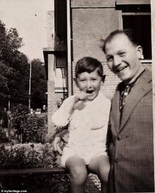 A photo of a young David with his father.  According to MyHeritage, David's father was not arrested as was his brother and his father.  He hid and then he got sick and died.