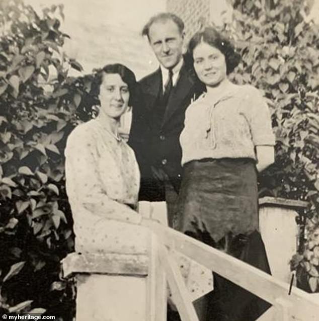 A photo of Georges Bourlet and his daughters Anne-Marie and Christiane in an undated photo