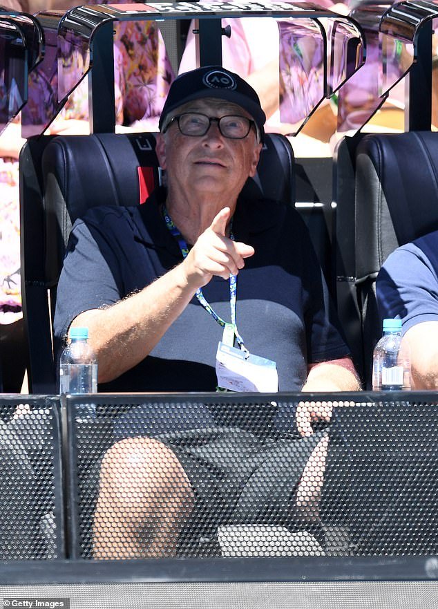 The billionaire, who has also appeared in earlier matches this week, watched the semi-final between Novak Djokovic of Serbia and Tommy Paul of the United States at Melbourne Park.