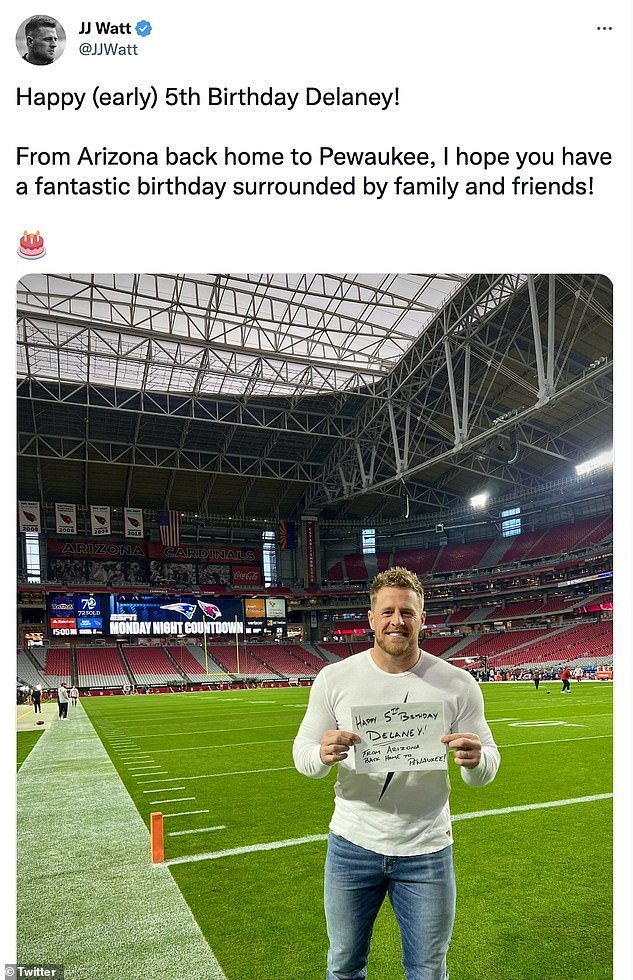 Love for Delany has poured in from all over the world and even caught the eye of NFL star JJ Watt, who joined in celebrating her birthday on Twitter.