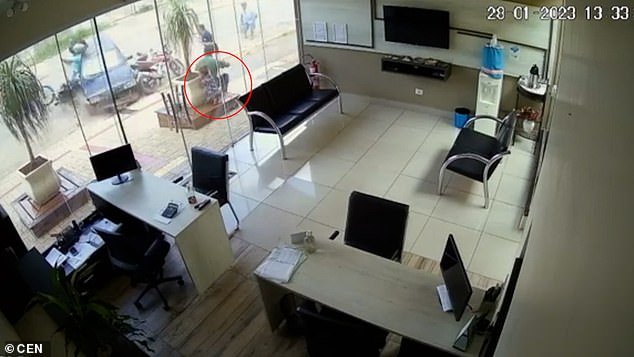 Maria can be seen a split second before the collision in this image taken from the interior CCTV camera
