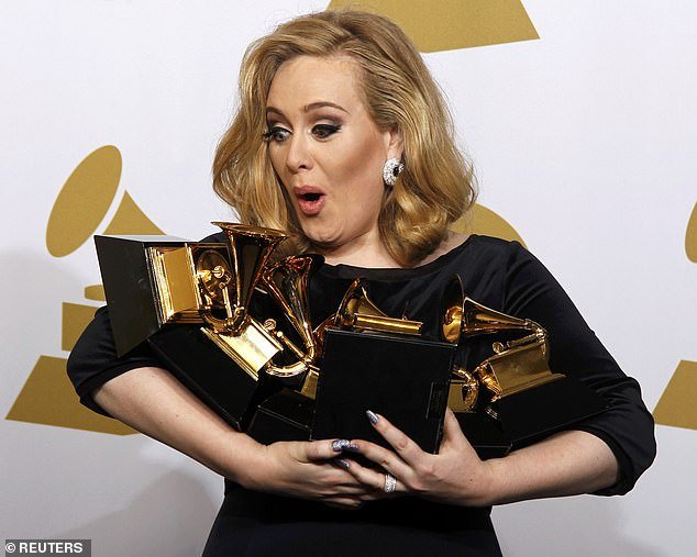 'I would never be so disrespectful': It comes after Adele denied outlandish claims she was 'not going to attend the Grammy Awards' during her residency performance in Las Vegas on Friday (pictured in 2012)