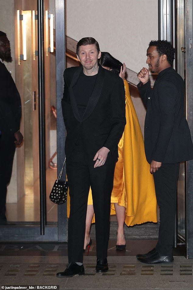 Suave: While Professor Green donned an all-black suit for the night
