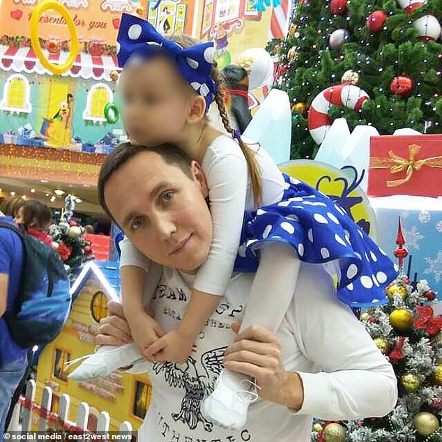 Alexey Ovchinnikov with his daughter. Ovchinnikov was detained for for 15 days, said the couple's lawyer Alexey Avanesyan. She was fined 1,000 rubles [£12], but she will also face future action after law enforcement drew up a protocol against her for allegedly discrediting the Russian army