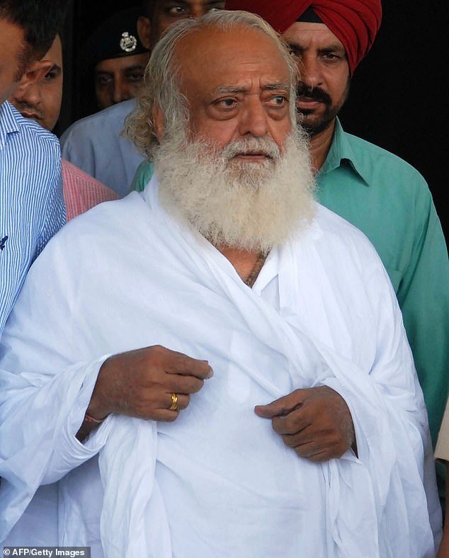 Asaram Bapu, 81, (pictured in 2013) was convicted of sexually abusing the woman multiple times between 2001 and 2006 at his monastery in the western Indian state of Gujarat.