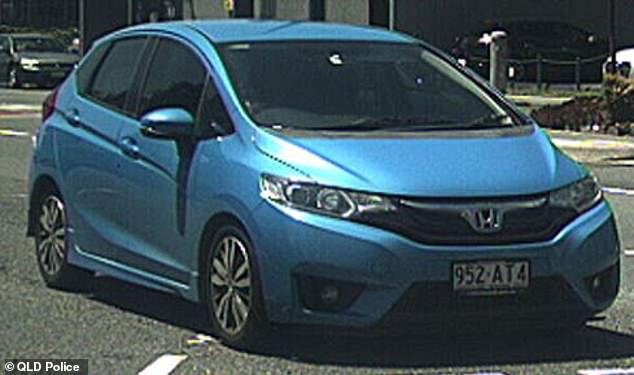 Police noticed a blue Honda Jazz speeding away from Ms Sleeman's home, allegedly driven by her son, when they arrived in response to their report of a possible burglary.