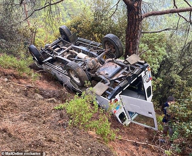 A British family has cheated death after their tour guide's 4x4 plummeted off a mountain road in Cyprus