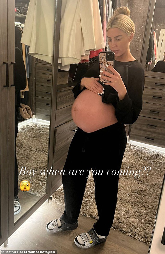 Baby on the way: Heather shared a snapshot of her growing baby bump on her Instagram stories on Friday