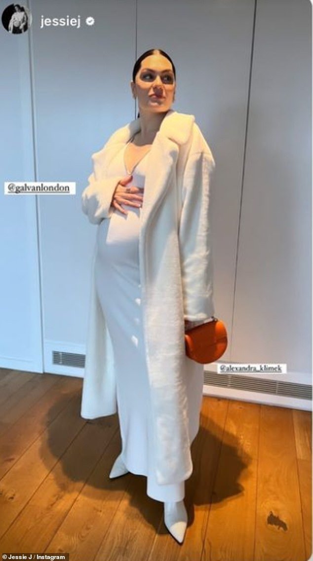 Mum-to-be: Jessie J celebrated her pregnancy by throwing a fun baby shower and she certainly splurged for the occasion while wearing a £1,295 white dress