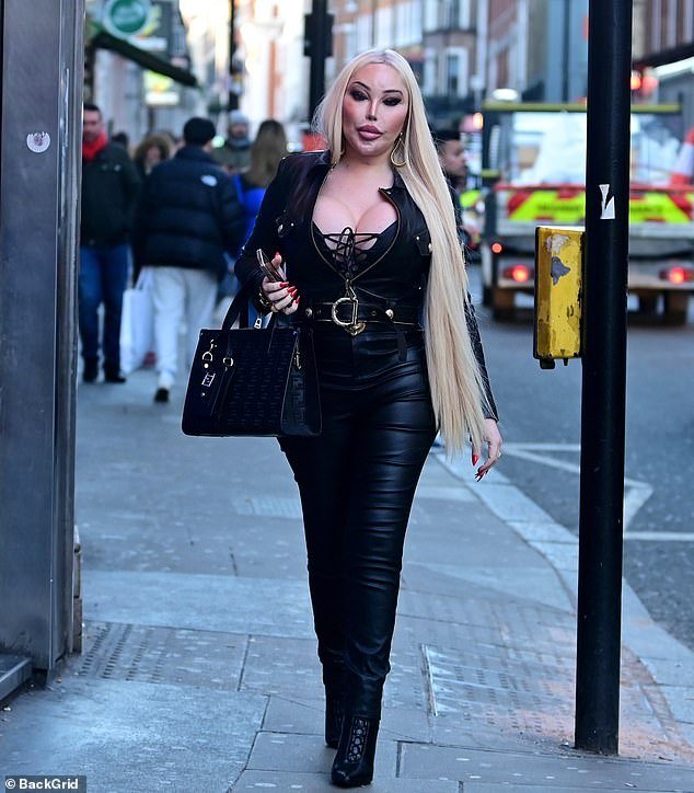 Out and about: Jessica Alves dressed to impress in a daring black outfit as she stepped out in Soho, London on Wednesday night