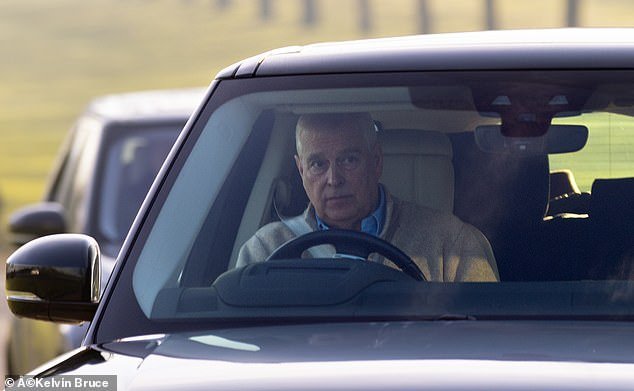 Prince Andrew was seen driving in the grounds of Windsor Castle yesterday ahead of Ghislaine Maxwell's interview.