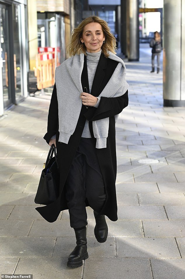 Coordinated: Louise Redknapp looked stylish as she left Steph's Packed Lunch in Leeds on Wednesday after promoting her Greatest Hits album