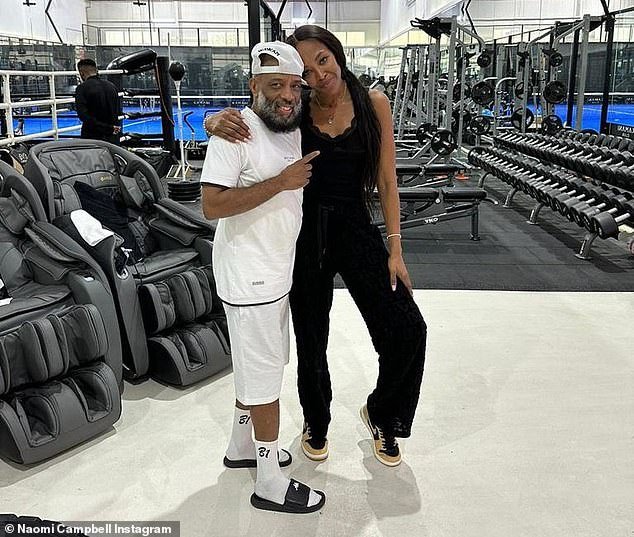 Let's get physical: Naomi Campbell has upped her fitness regimen by taking up boxing during her current stay in the United Arab Emirates.