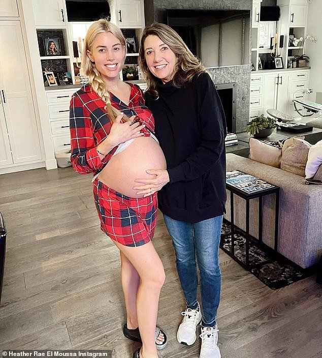 Growing up and glowing: Selling Sunset star Heather Rae Young, 35, looked bouncy as she showed off her growing baby bump while sharing a picture of her mom's pregnancy