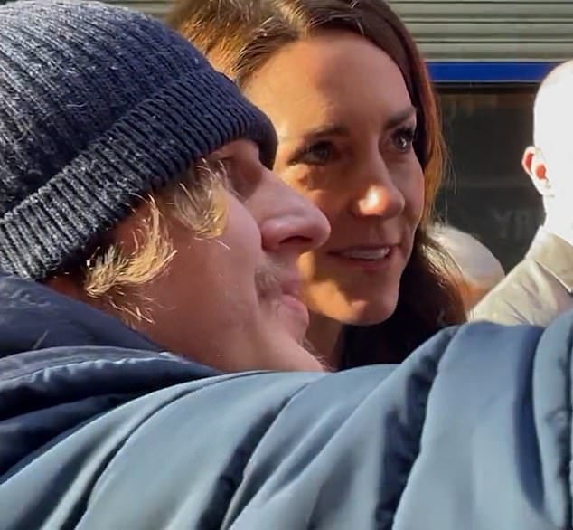 This is the sweet moment the Princess of Wales calmed a man's nerves when she asked him for a selfie during her visit to Leeds this morning.