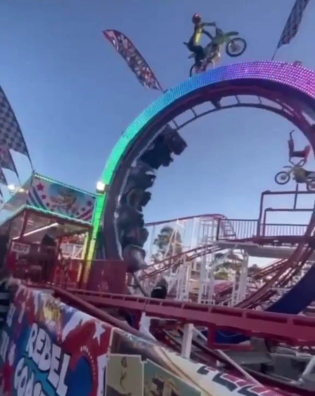 Horrific footage shows Shylah Rodden (pictured in black) moments before being pummeled by the Rebel Coaster at the Melbourne Royal show on September 24.