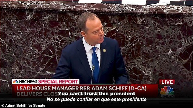 The watchdog group Foundation for Accountability and Civic Trust filed a complaint Friday saying Rep. Adam Schiff should be investigated for using footage of himself delivering a speech when announcing his run for the US Senate.