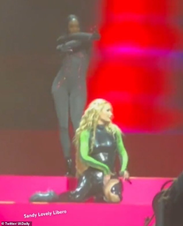 It comes after Iggy upset Saudi Arabian authorities at a raunchy concert in Boulevard Riyadh City on Friday, with the performance cut short after her pants burst on stage (pictured during the controversial performance)