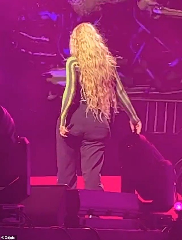 Someone from Iggy's team brought her some sweatpants so she could get on with the performance before the police ended the show early