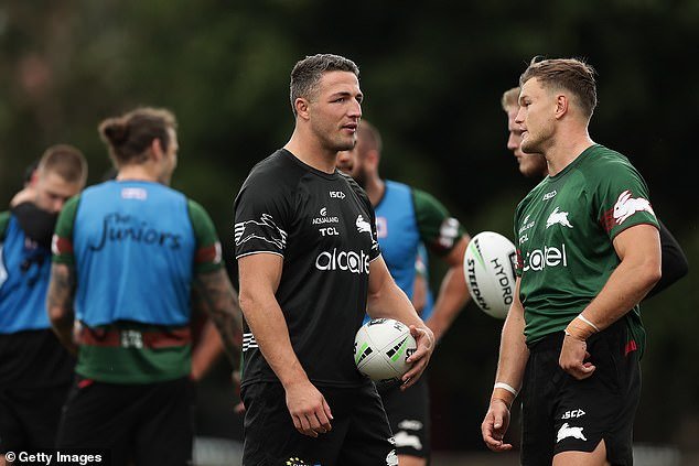 Souths are the first team to lead the league through the first eleven rounds and then miss the top eight (pictured, Sam Burgess in training with the Rabbitohs)