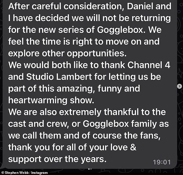 Announcement: The popular duo announced the sad news via their Instagram accounts, saying they had made the decision to 