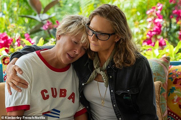 Annette Bening as Diana Nyad and Jodie Foster as Bonnie Stoll in NYAD