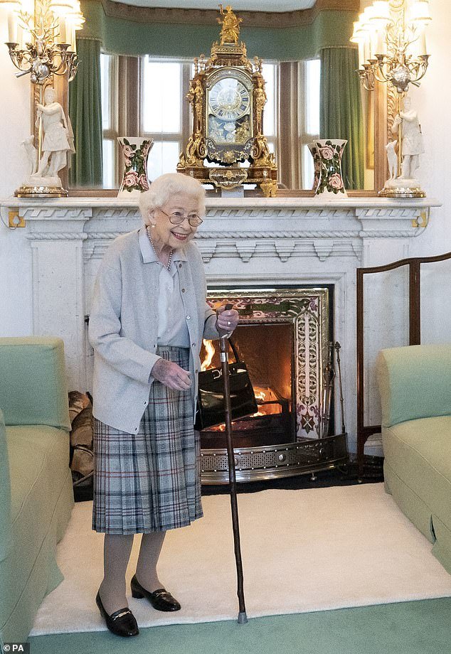 Queen Elizabeth pictured in the drawing room at Balmoral before receiving Prime Minister Liz Truss on September 6 – two days before she passed away