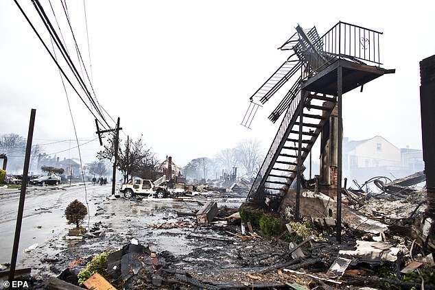 Houses are pictured in the aftermath of Sandy in Breezy Point, Queens, in October 2012
